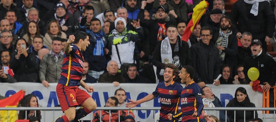 Luis Suárez, Neymar y Sergi Roberto celebran un gol Luis Suárez, Neymar y Sergi Roberto celebran un gol