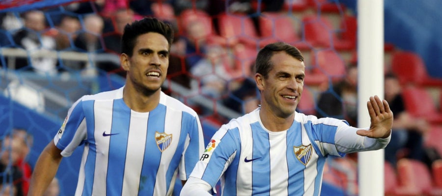 Duda celebra un gol con el Málaga Duda celebra un gol con el Málaga