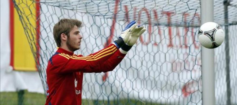 El guardameta de la selección española de fútbol David de Gea, durante un entrenamiento El guardameta de la selección española de fútbol David de Gea, durante un entrenamiento
