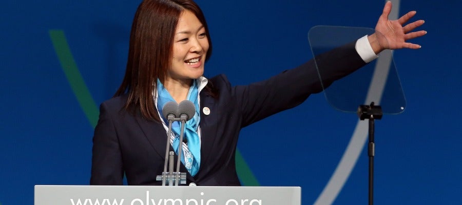 Mami Sato, durante la presentación de Tokio. Mami Sato, durante la presentación de Tokio.