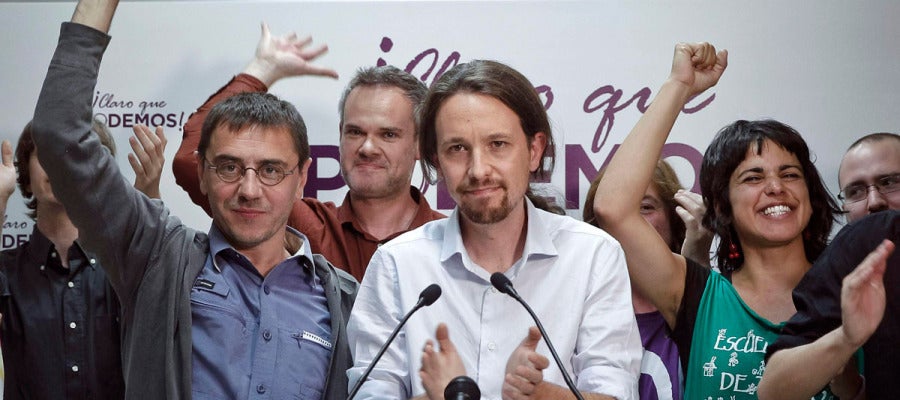 Pablo Iglesias, junto a Juan Carlos Monedero y Teresa Rodríguez Pablo Iglesias, junto a Juan Carlos Monedero y Teresa Rodríguez