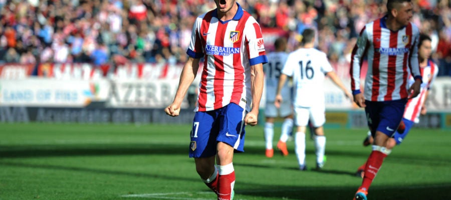 Saúl celebra el primer gol del Atlético Saúl celebra el primer gol del Atlético