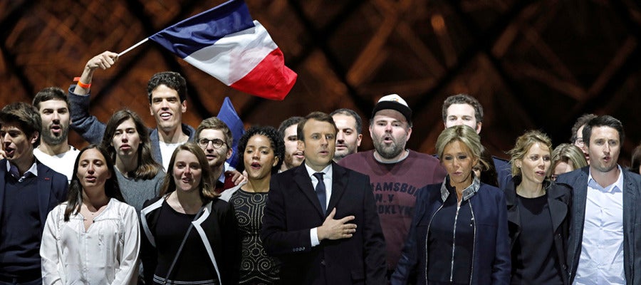 Macron tras ganar las elecciones de Francia Macron tras ganar las elecciones de Francia