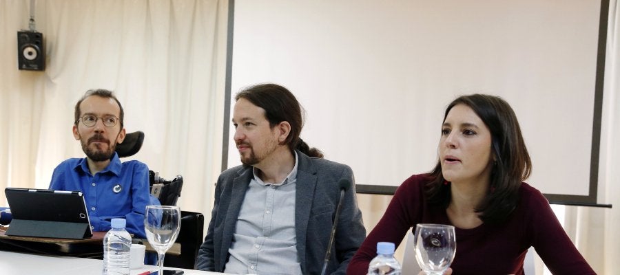 Los líderes de Podemos, Pablo Iglesias, Pablo Echenique e Irene Montero Los líderes de Podemos, Pablo Iglesias, Pablo Echenique e Irene Montero