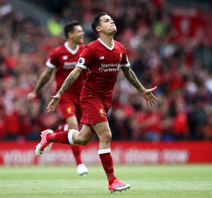 Coutinho celebra uno de los goles del Liverpool Coutinho celebra uno de los goles del Liverpool