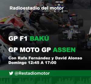Radioestadio del Motor. GP de Bakú de F1 y GP de Assen de Moto GP Radioestadio del Motor. GP de Bakú de F1 y GP de Assen de Moto GP