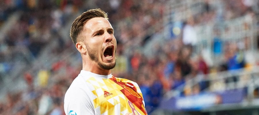 Saúl celebra su gol contra Portugal Saúl celebra su gol contra Portugal