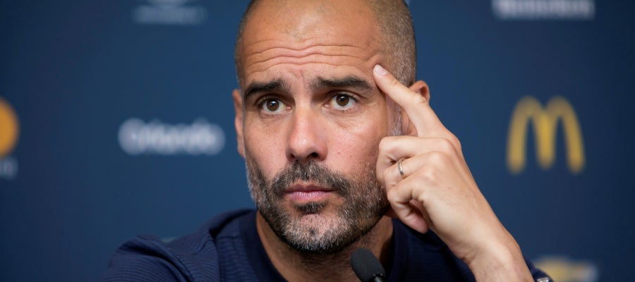 Pep Guardiola, durante la rueda de prensa Pep Guardiola, durante la rueda de prensa