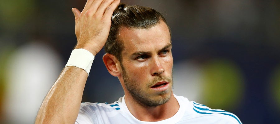 Bale, durante el calentamiento de la Supercopa de Europa Bale, durante el calentamiento de la Supercopa de Europa