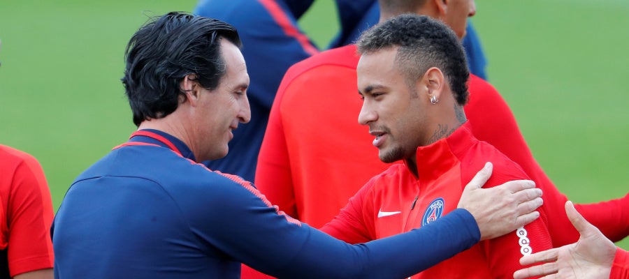Emery con Neymar Emery con Neymar