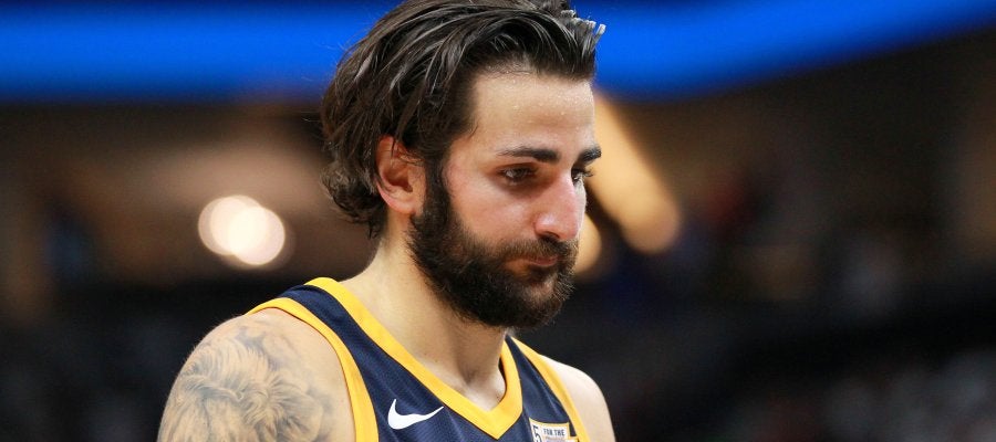 Ricky Rubio, durante un partido con los Jazz Ricky Rubio, durante un partido con los Jazz