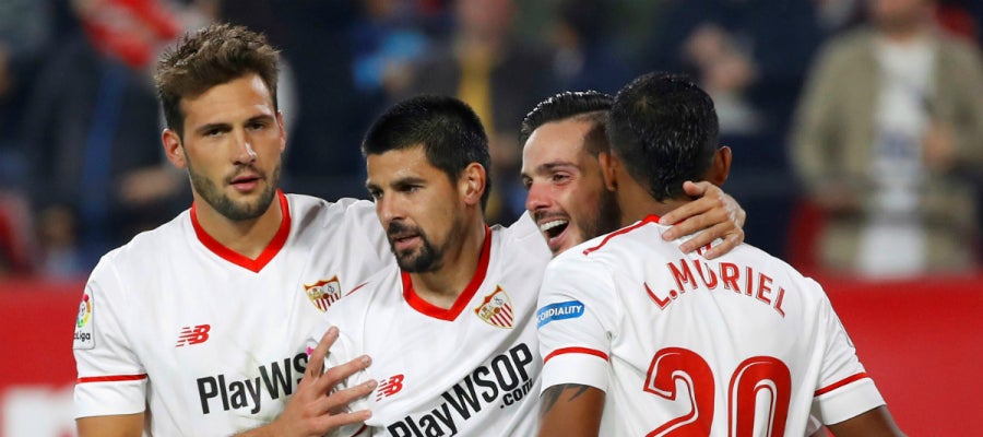 El Sevilla celebra un gol El Sevilla celebra un gol