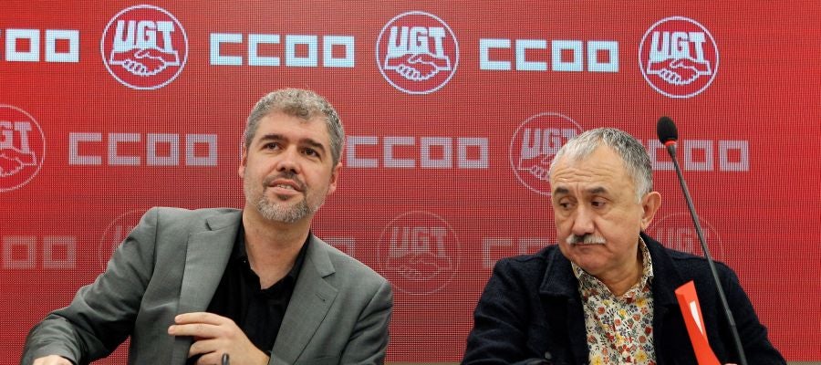 Los secretarios generales de CCOO y UGT, Unai Sordo y Pepe Álvarez Los secretarios generales de CCOO y UGT, Unai Sordo y Pepe Álvarez