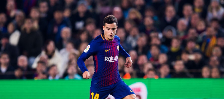 Coutinho, con el balón en el partido del Barcelona Coutinho, con el balón en el partido del Barcelona