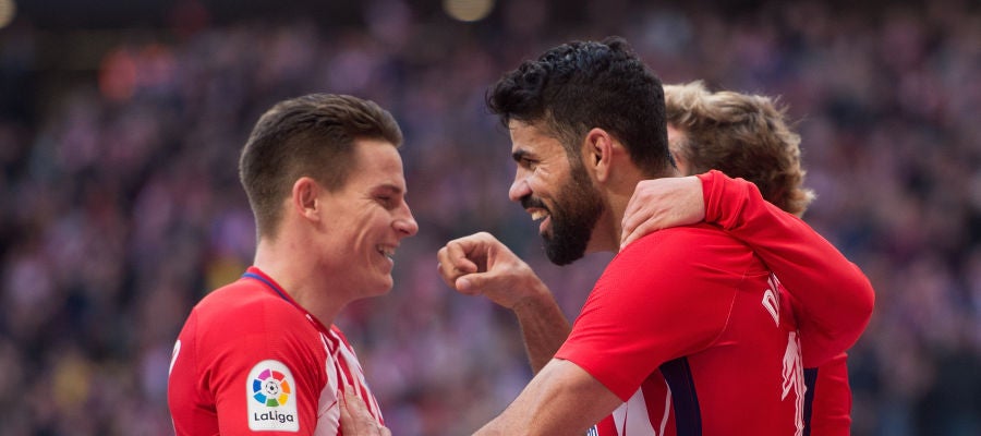 Los jugadores del Atlético celebran un gol Los jugadores del Atlético celebran un gol