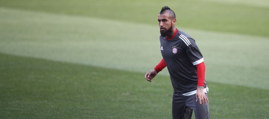 Arturo Vidal, en un entrenamiento del Bayern Arturo Vidal, en un entrenamiento del Bayern
