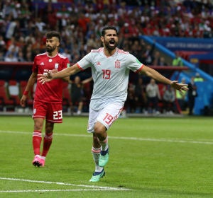 Diego Costa celebra su gol contra Irán Diego Costa celebra su gol contra Irán