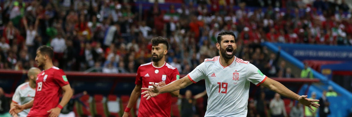 Diego Costa celebra su gol contra Irán Diego Costa celebra su gol contra Irán