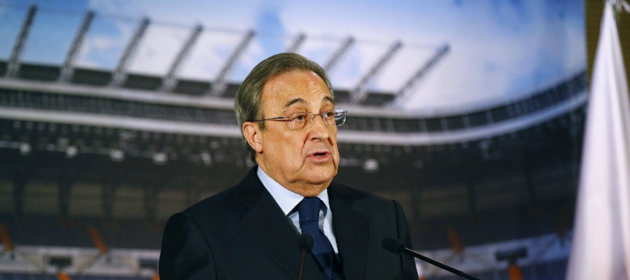 Florentino Pérez, durante la comparecencia de prensa Florentino Pérez, durante la comparecencia de prensa