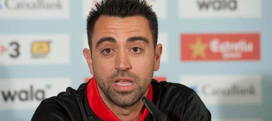 Xavi en una rueda de prensa Xavi en una rueda de prensa