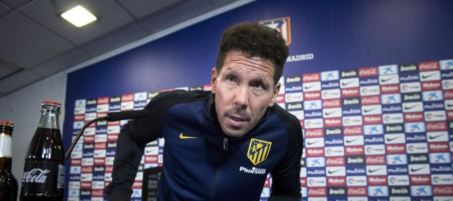 Simeone, durante la rueda de prensa Simeone, durante la rueda de prensa