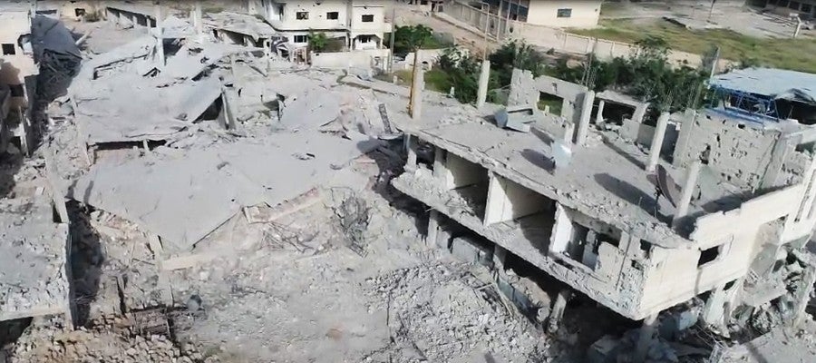 Vista aérea de una zona bombardeada de Siria Vista aérea de una zona bombardeada de Siria