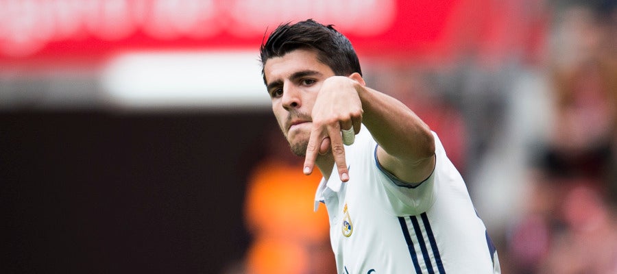 Morata celebra un gol con el Real Madrid Morata celebra un gol con el Real Madrid