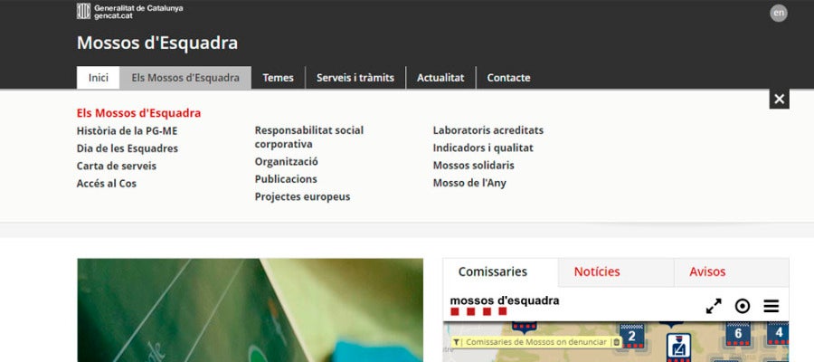 La web de los Mossos sólo se puede consultar en inglés y catalán La web de los Mossos sólo se puede consultar en inglés y catalán