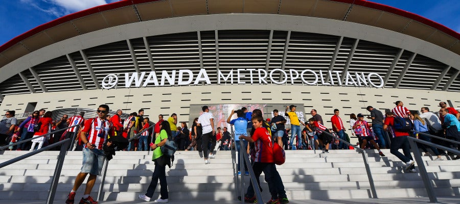 El exterior del Wanda Metropolitano a la llegada de los aficionados El exterior del Wanda Metropolitano a la llegada de los aficionados