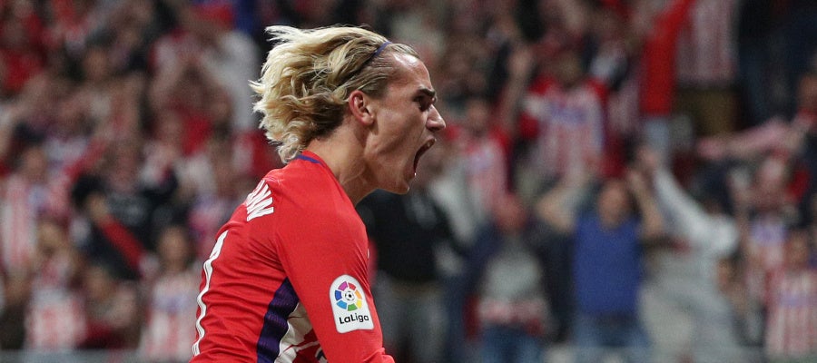 Antoine Griezmann celebra el primer gol de la historia en el Wanda Metropolitano Antoine Griezmann celebra el primer gol de la historia en el Wanda Metropolitano