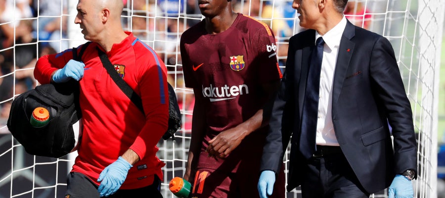 Dembélé se retira lesionado en Getafe Dembélé se retira lesionado en Getafe