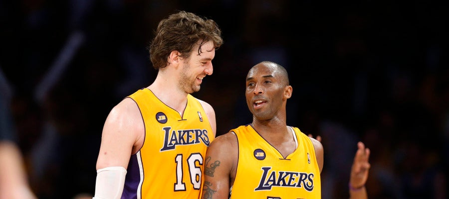 Pau Gasol y Kobe Bryant, durante un partido con los Lakers Pau Gasol y Kobe Bryant, durante un partido con los Lakers
