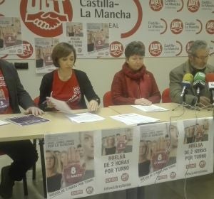 Los sindicatos durante la presentación de la huelga del 8 de marzo Los sindicatos durante la presentación de la huelga del 8 de marzo
