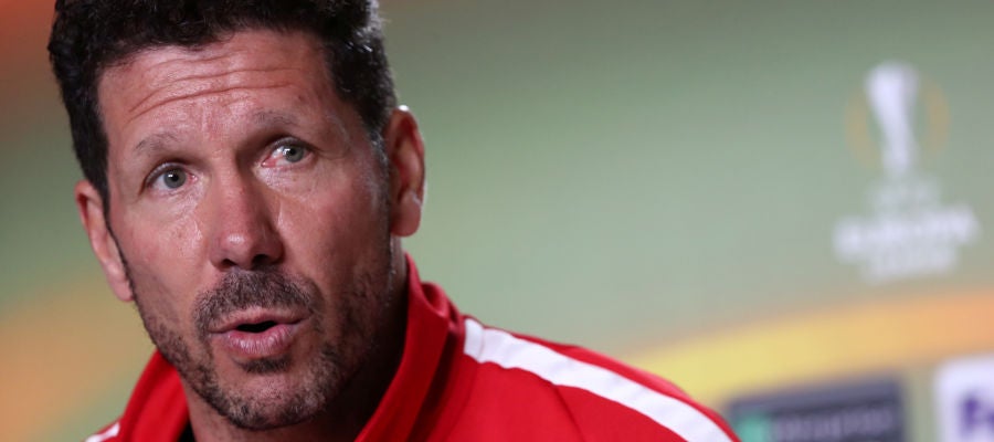 Diego Simeone, en la sala de prensa del Metropolitano Diego Simeone, en la sala de prensa del Metropolitano