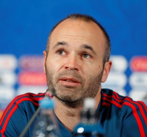 Andrés Iniesta, en sala de prensa Andrés Iniesta, en sala de prensa