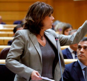Dolores Delgado durante su comparecencia en el Senado Dolores Delgado durante su comparecencia en el Senado