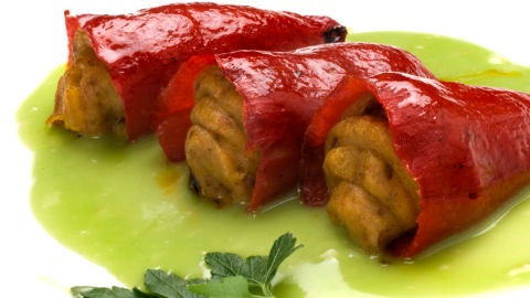 Pimientos rellenos de crema de tortilla