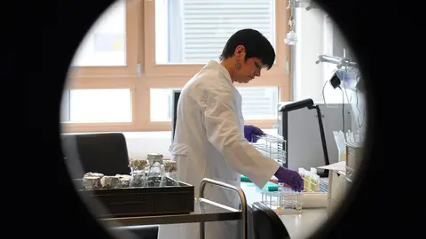 Una técnico de laboratorio realiza pruebas Una técnico de laboratorio realiza pruebas