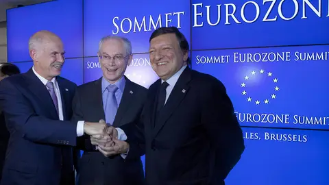 Papandréu, Van Rompuy y Durao Barroso Papandréu, Van Rompuy y Durao Barroso