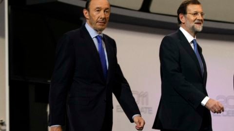 Rajoy y Rubalcaba antes del debate