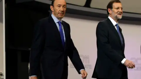 Rajoy y Rubalcaba antes del debate Rajoy y Rubalcaba antes del debate