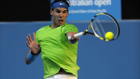 Rafa Nadal durante su debut en el Open de Australia