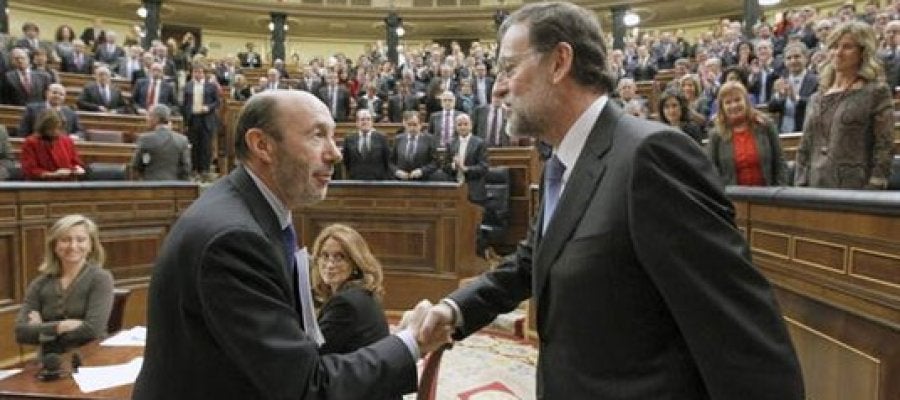 Rubalcaba y Rajoy tras el debate de investidura Rubalcaba y Rajoy tras el debate de investidura