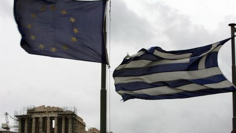 Banderas de Grecia y la UE