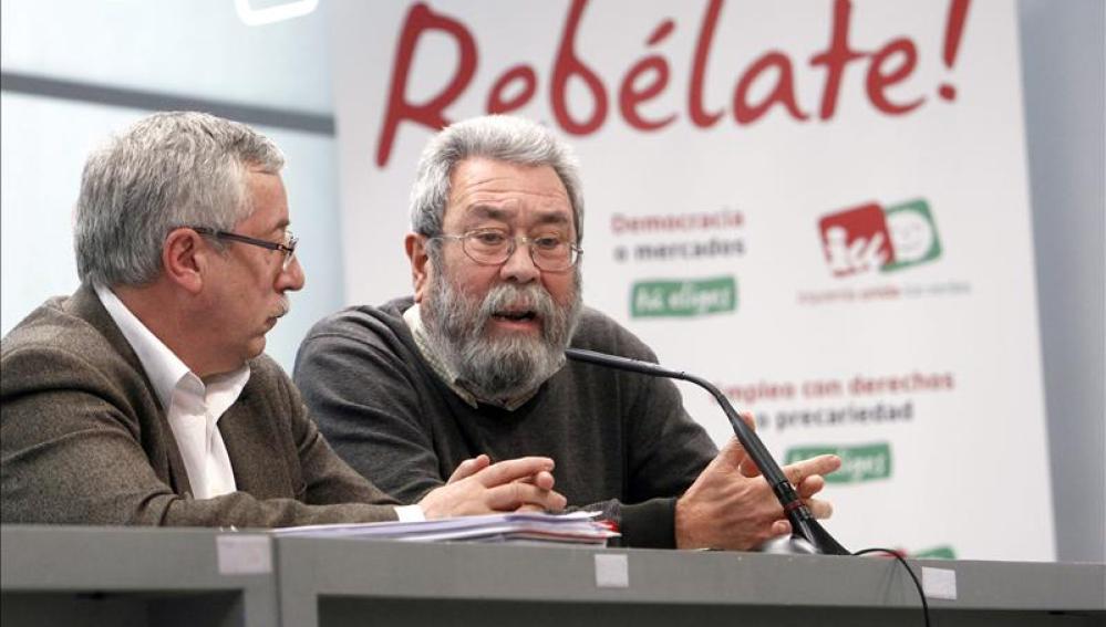 Cándido Méndez, secretario general de UGT e Ignacio Fernández Toxo, responsable de CCOO