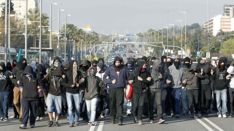 Bloqueo de universitarios en Barcelona