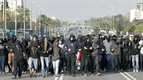 Bloqueo de universitarios en Barcelona Bloqueo de universitarios en Barcelona