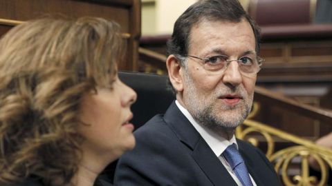 El presidente del Gobierno, Mariano Rajoy, y la vicepresidenta, Soraya S&aacute;enz de Santamar&iacute;a