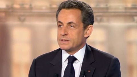 Nicolas Sarkozy en el debate con Hollande