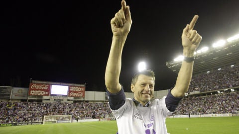 El entrenador del Real Valladolid, Miroslav Djukic, tras el ascenso a Primera Divisi&oacute;n